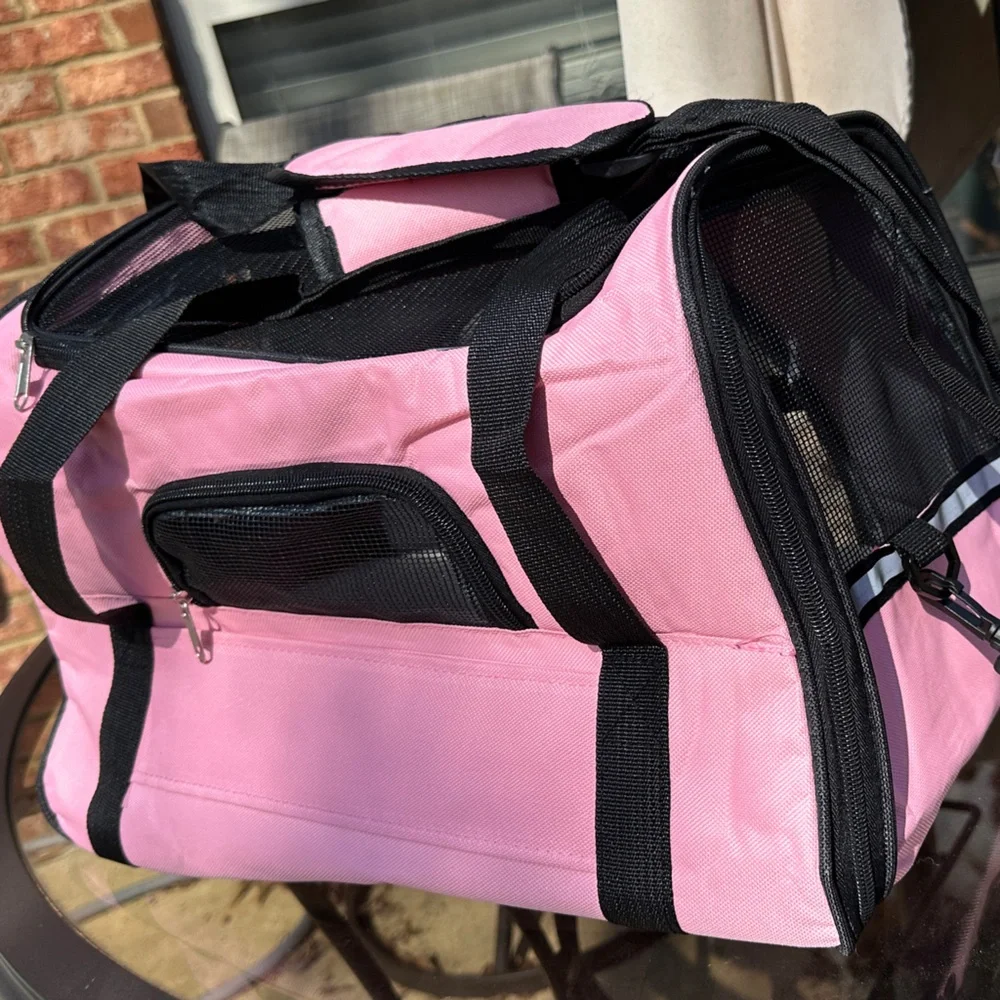 Pink and Black Pet Duffel Bag